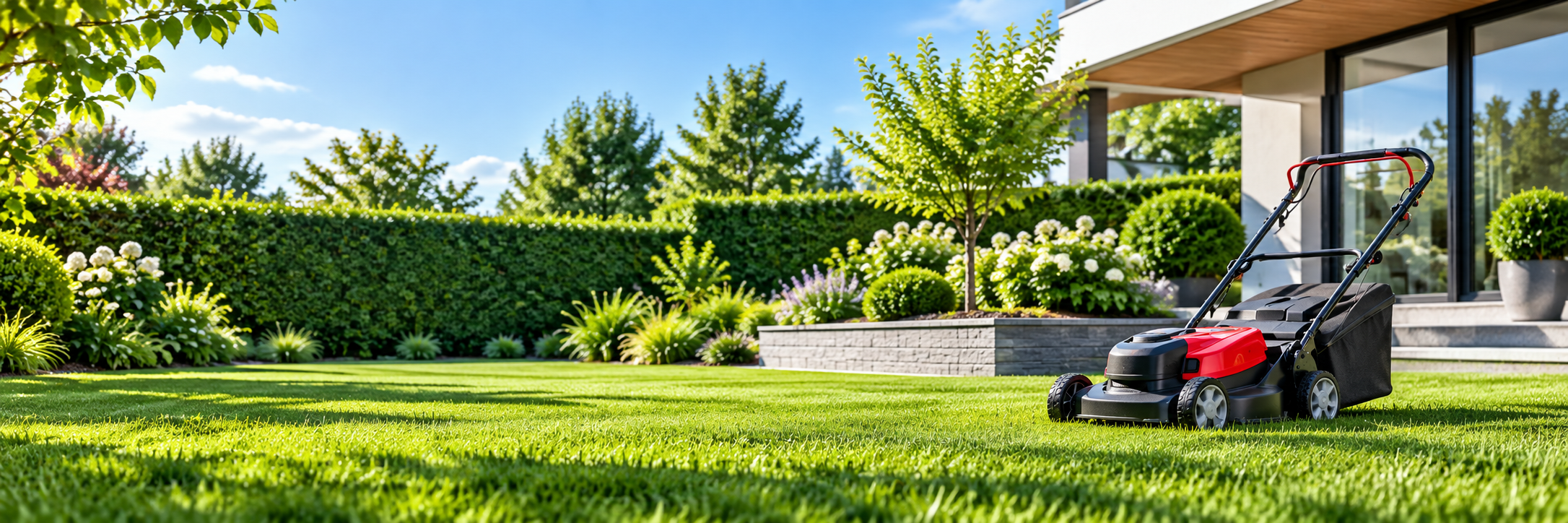 Gepflegter Garten mit Rasen und Rasenmäher in Aargau